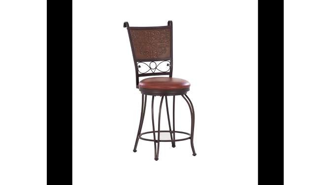 24&#34; Jacob Faux Leather Copper Stamped Swivel Seat Counter Height Barstool - Powell Company, 2 of 12, play video