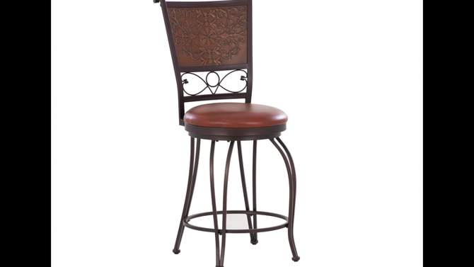 24&#34; Jacob Faux Leather Copper Stamped Swivel Seat Counter Height Barstool - Powell Company, 2 of 12, play video