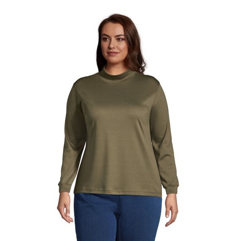 Lands' End Women's Serious Sweats Long Sleeve Collared Pullover