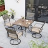 Pamapic 5-Piece Metal Patio Outdoor Dining Set with Square Table and Rattan Swivel Chairs with Cushion - 4 of 4