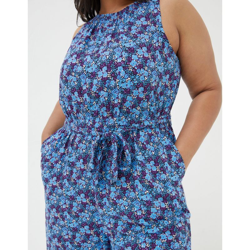 FatFace Women's Plus Size Haylie Ink Floral Jumpsuit, 2 of 4