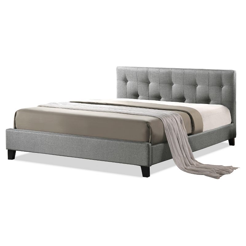 Queen Annette Linen Modern Bed with Upholstered Headboard Gray - Baxton Studio, 1 of 4