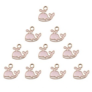 John Bead Sweet & Petite Small Simple Cute Charms Craft Embellishments Whale 14x13mm Pink 10 Pieces - 1 of 4