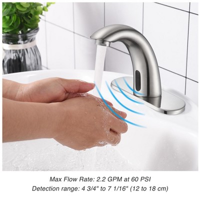 Brushed Nickel Touchless Bathroom Faucet with Drain Assembly