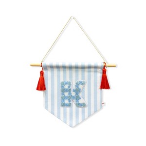 Ramus & Co. 'A B C' Blue Striped Create-Your-Own Banner with Red Tassels and Chenille Letter Patch - 1 of 3