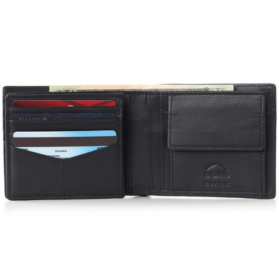 Alpine Swiss RFID Protected Men’s Max Coin Pocket Bifold Wallet with Divided Bill Section Comes in a Gift Box