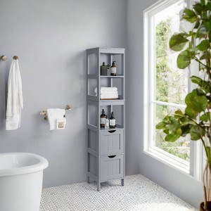 Maximize Corner Space Slimline Bathroom Floor Cabinet with Drawers and Open Shelves - 1 of 3