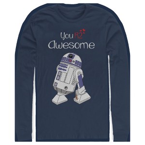 Men's Star Wars Valentine's Day You R2 Awesome Long Sleeve Shirt - 1 of 4
