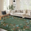 Acekool Washable 8x10 Floral Area Rug - Non-Slip, Soft & Machine Washable for Living Room, Bedroom, Green - 2 of 4