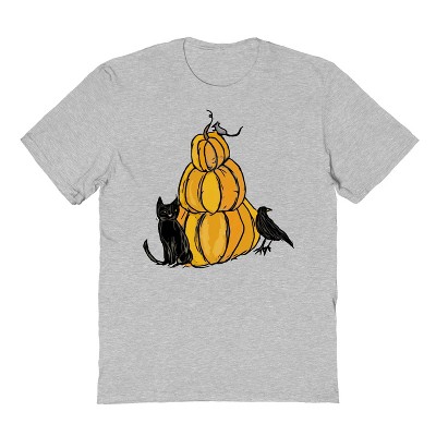 Rerun Island Men's Pumpkin Stack Halloween Short Sleeve Graphic Cotton T-Shirt