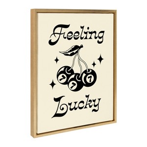 Kate & Laurel All Things Decor 18"x24" Feeling Lucky Cherries Framed Canvas by Alli Standefer Bright Gold - 1 of 4