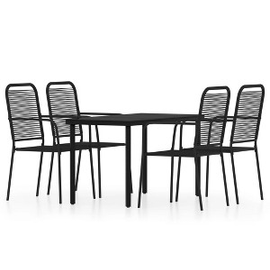 vidaXL Patio Dining Set Outdoor Dining Set Garden Table and Chair Set Black - 55.1" Table Length 4 Items - 1 of 4