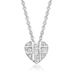 Pure Collection by Ross-Simons 0.10 ct. t.w. Diamond Heart Cluster Necklace in Sterling Silver Size 16 - 1 of 4