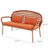 GRANDPATIO Vintage Orange Steel Bench With Fancy Rope, Olefin Cushion And Pillow - 2 of 4