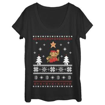 Women's Nintendo Mario Ugly Christmas Sweater Scoop Neck