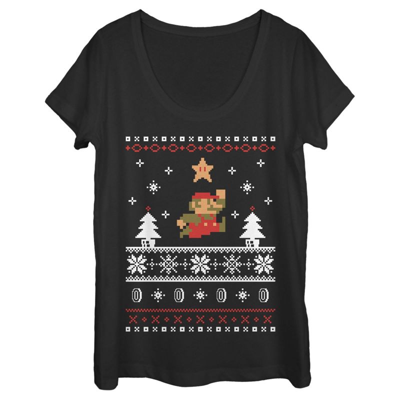 Women's Nintendo Mario Ugly Christmas Sweater Scoop Neck, 1 of 5