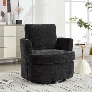 31.5" Chenille Swivel Accent Chair with 360° Base and Deep Cushion for Living Room or Bedroom-Cuddlewood - 1 of 4