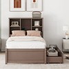 RISOKEYS Modern Twin Size Wooden Bed Frame with Bookcase Headboard and 2 Drawers for Storage,No Box Spring Needed,Perfect for Teens and Adults - 4 of 4