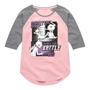 Girls' - Pokémon - Mewtwo Ready For Battle Shirt Tail Raglan Graphic T-shirt - 1 of 4