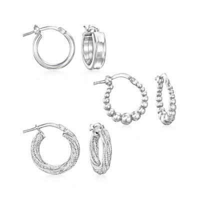 RS Pure by Ross-Simons Italian Sterling Silver Jewelry Set: 3 Pairs Of Hoop Earrings