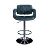 Set of 2 Adjustable Tufted Fabric Barstool with Armrests Dark Blue - CorLiving: Chrome Base, Swivel Seat, Gas Lift - 2 of 4