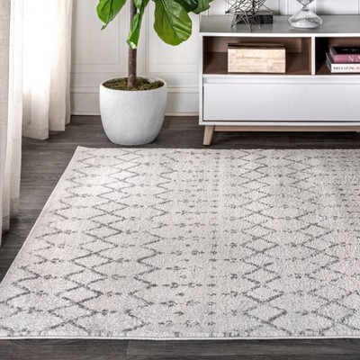 Gray and Cream 9' x 12' Reversible Trellis Area Rug