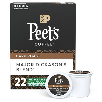 Peet's Major Dickason Dark Roast Coffee - Keurig K-Cup Pods - 22ct