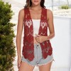 Anna-Kaci Women's Floral Crochet Open Front Vest for Daily Wear - 4 of 4