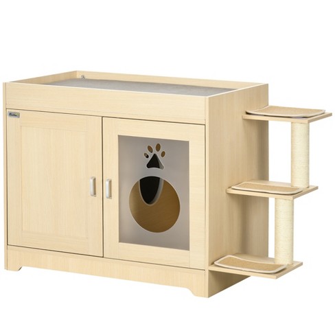  Hidden Cat Litter Box Enclosure Cat Litter Box Furniture Cat  Washroom Cat House Table Nightstand (White) : Pet Supplies