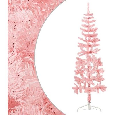 vidaXL Slim Artificial Half Christmas Tree with Stand Pink 4 ft