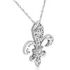 Pompeii3 1/10ct Vintage Fleur De Lis Pendant 14K White Gold 1" Tall - 2 of 4