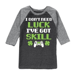 Boys' - Instant Message - St. Patrick's Day I Don't Need Luck, I've Got Skills Raglan Graphic T-Shirt - 1 of 3