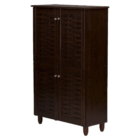 Marine Wenge Finished 2 Door Wood Entryway Shoe Storage Cabinet Brown - Baxton Studio