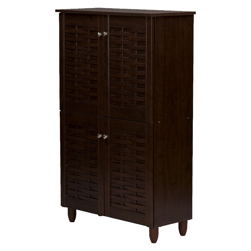 Winda Modern and Contemporary 4-Door Wooden Entryway Shoes Storage Cabinet: Organizer for 18 Pairs - Baxton Studio
