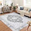 8'x10' Washable Vintage Rug, Non-Slip Low-Pile Soft Area Rug with Rubber Backing, Ideal for Living Room, Bedroom & Dining Room, Grey - 2 of 4