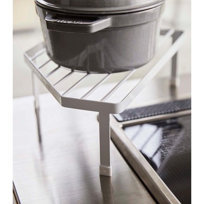Black Steel One-Tier Corner Stove Top Rack