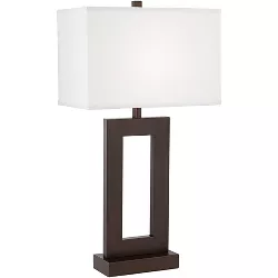 Levar Espresso Table Lamp With Built In 3-prong Electrical Outlets