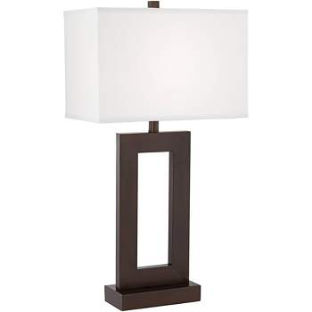 360 Lighting Marshall Modern Industrial Table Lamp 30 1/2" Tall Bronze Metal White Rectangular Shade for Bedroom Living Room Bedside Nightstand Office
