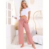INSPIRE CHIC Women's Wide Leg High Waist Ribbed Knit Casual Bottoms Drawstring Palazzo Pants - 2 of 4
