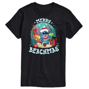Men's - Lilo and Stitch - Merry Beachmas Christmas Short Sleeve Graphic T-Shirt - 1 of 4