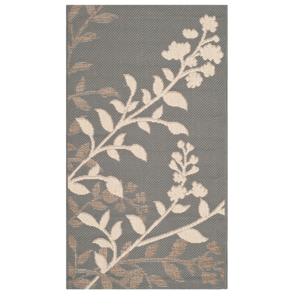 2'7inX5' Rectangle Barreiro Patio Rug Anthracite/Beige - Safavieh