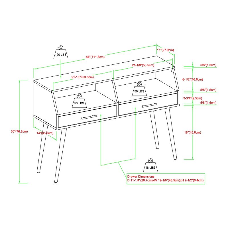 Modern 2 Drawer Angled Console Table - Saracina Home, 3 of 11