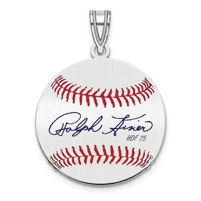 Black Bow Jewelry Sterling Silver Ralph Kiner Signature SM Enamel Baseball Pendant