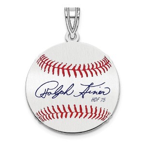 Black Bow Jewelry Sterling Silver Ralph Kiner Signature SM Enamel Baseball Pendant - 1 of 4