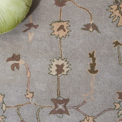 Elegant Gray Hand-Tufted Wool Rectangular Rug 4' x 6'