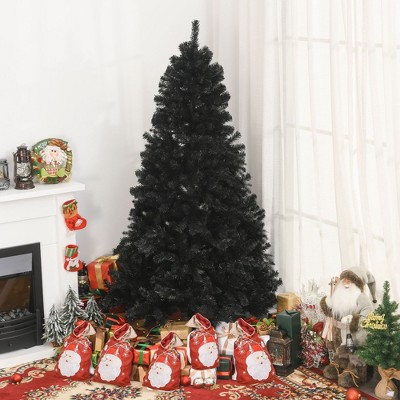 Whisen 7FT Artificial Christmas Tree Unlit Douglas Fir with Realistic Branches and 1346 Tips - Black