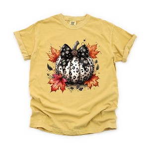 Simply Sage Market Women's Coquette Animal Print PumpkinShort Sleeve Garment Dyed Tee - 1 of 4