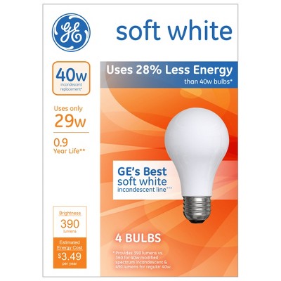 General Electric 4pk 40w Energy Efficient Halogen Light Bulb Soft White