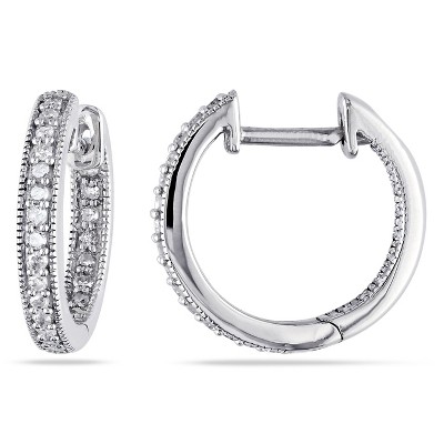 EVERLY JEWELRY | 14K White Gold 1/4 CT Diamond TW Hoop Earrings
