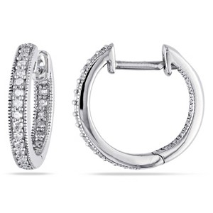 EVERLY JEWELRY | 14K White Gold 1/4 CT Diamond TW Hoop Earrings - 1 of 4